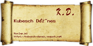 Kubesch Dénes névjegykártya